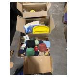 Sewing materials and other items assorted 3 boxes