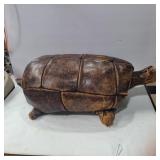 Leather turtle footstool needs some repairs 23in