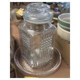 Koeze's vintage glass apothecary canister and