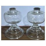 Old 9' glass pedestal oil lamp bases or fonts