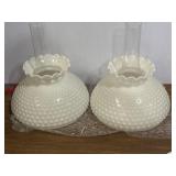 10' Fenton hobnail milk glass shades & chimneys