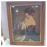 Framed picture of lady 13inx 16in