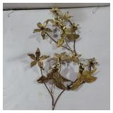 Brass Hummingbird and flower wall hanging 18in