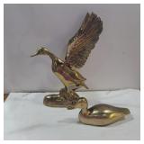 Brass flying duck 14in tall and brass sitting