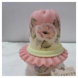 Fenton Burmese hand painted signed fairy lamp