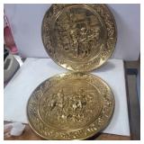 2 brass wall plaques 15in