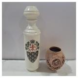 Fitzgerald decanter and hand made vase 5in