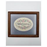 Vtg Cross Stitch in Frame