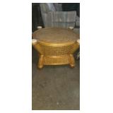 Wicker side table (possibly missing glass top)