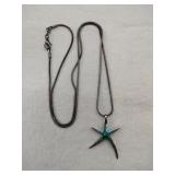 Silver snake chain turquoise starfish pendant