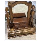 Wooden jewelry box and vanity mirror 24x21x8'