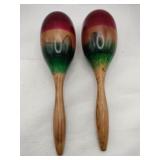 Hand painted Mexican wooden maracas