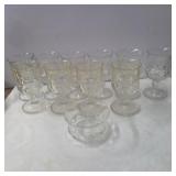 10 Tiffin goblets 5.5in and 1 bowl 4.5in diameter