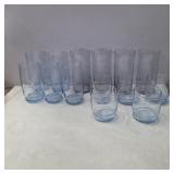 Libbey prime time blue glasses and 4 Libbey gray