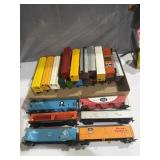 mixed vintage HO scale model railroad freight and