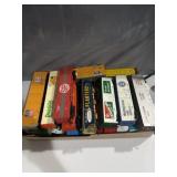 vintage HO scale model freight and boxcars,