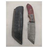 Damascus style skinning  Knife w/ sheath   4'