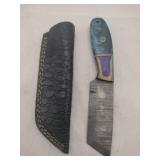Damascus style skinning  Knife w/ sheath   4'