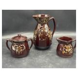 Japanese redware tea set hand painted