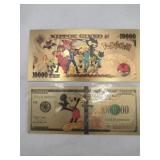 Gold foil novelty Pokemon & mikey mouse Bank