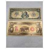 Gold foil novelty Buffalo and Indian  Bank notes