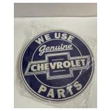 12 in round metal Chevrolet sign