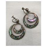 Silver Abalone shell inlay dangle screw back
