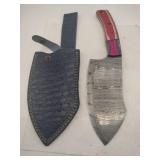 Damascus style meat cleaver  w/ sheath   7' blade