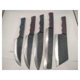 Damascus style 5 piece chef set
