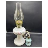 20-21' milk glass electric hurricane lamp &