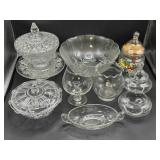 Mix of clear pressed glass candy dishes etc.