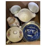 Various porcelain tea set pieces, marked
