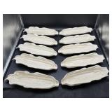 10 stoneware corn-on-the-cob serving dishes,