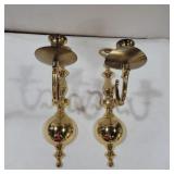 2 brass scones candle holders 13in