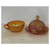Indiana Glass carnival glass domed butter dish &