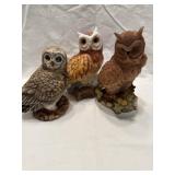 3 ceramic owls