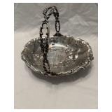 Antique silver tray basket engraved February 1892