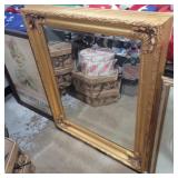 Gold wood framed mirror 38in x 31in