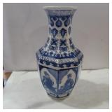 Blue and white oriental vase 14.5in