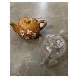 Cherry blossom Lusterware teapot and clear glass