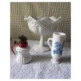 Milk glass compost Ellie Smith dish 7 x 7, Avon
