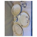 Bluebird serving platters, bowl, gravy, bowl and