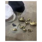 Brass swans and 2 caps