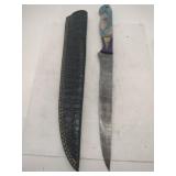 Damascus style  Knife w/ sheath   9' blade