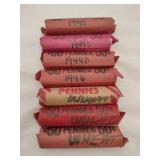 7 rolls wheat pennies
