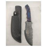 Damascus style hunting Knife w/ sheath   6' blade