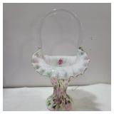 Fenton Vasa murrhina basket 10.5in tall