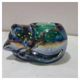 Iridescent green sleeping cat dish does have