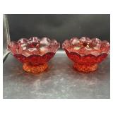 2 L.E. Smith footed bowls in the 'Moon and Stars'
