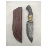 Damascus style hunting Knife w/ sheath   4' blade